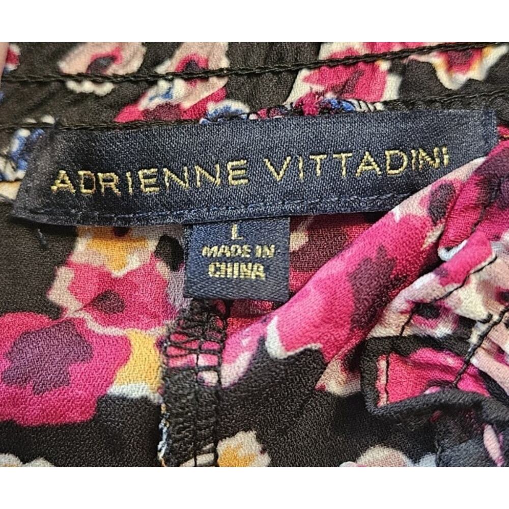 Adrienne Vittadini Womens L Blouse Floral Pullover Smocked Neck L/S - Picture 9 of 11